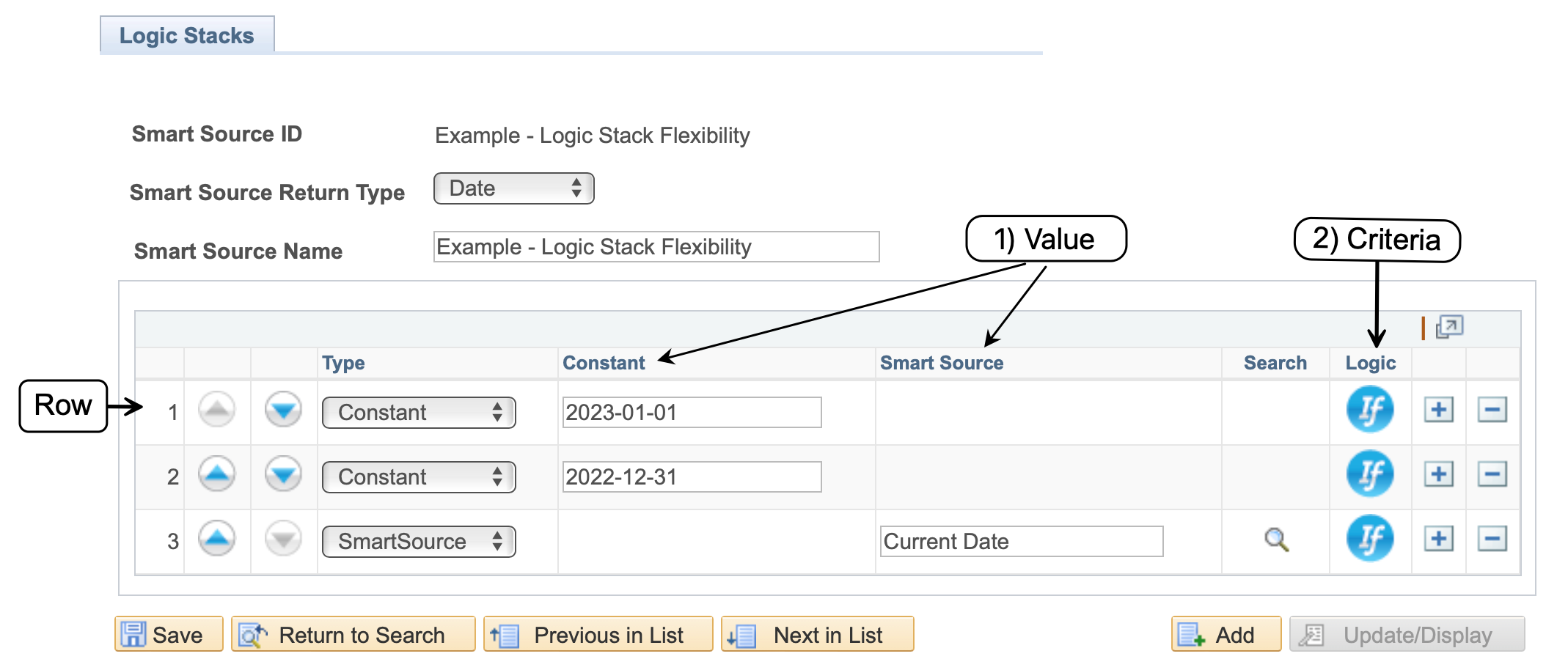 A screenshot showing the different elements of the LogicStack setup page