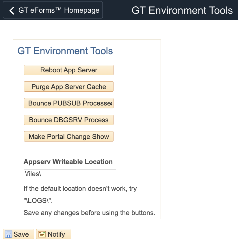 A screenshot of the GT Environment Tools menu