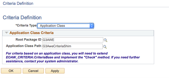 A screenshot of the &#39;Criteria Defiition&#39; menu