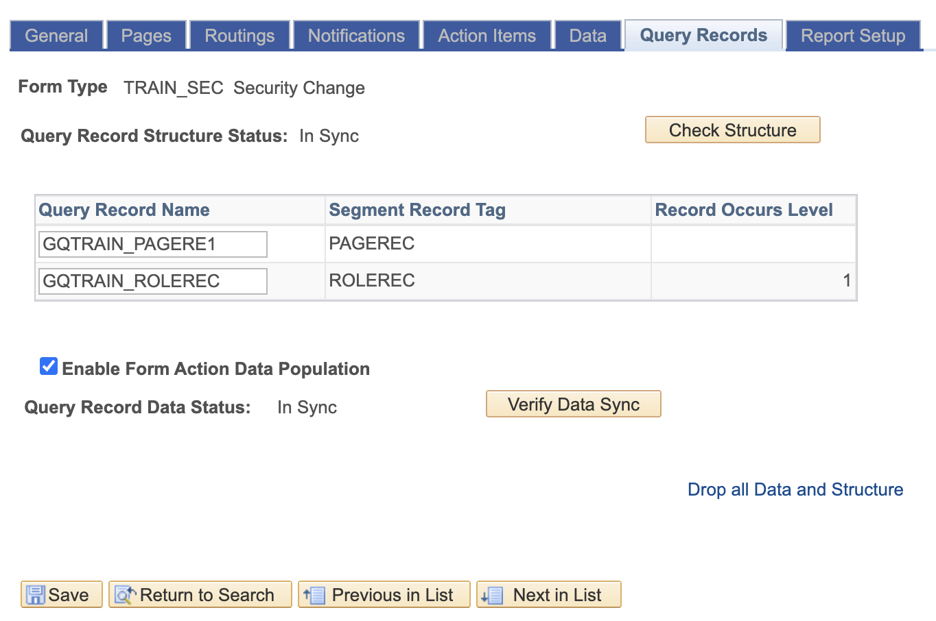 A screenshot showing the query records tab