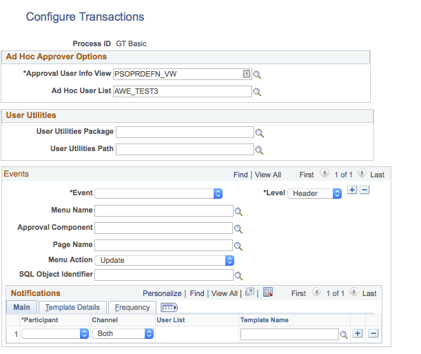 A screenshot of the &#39;Configure Transactions&#39; menu