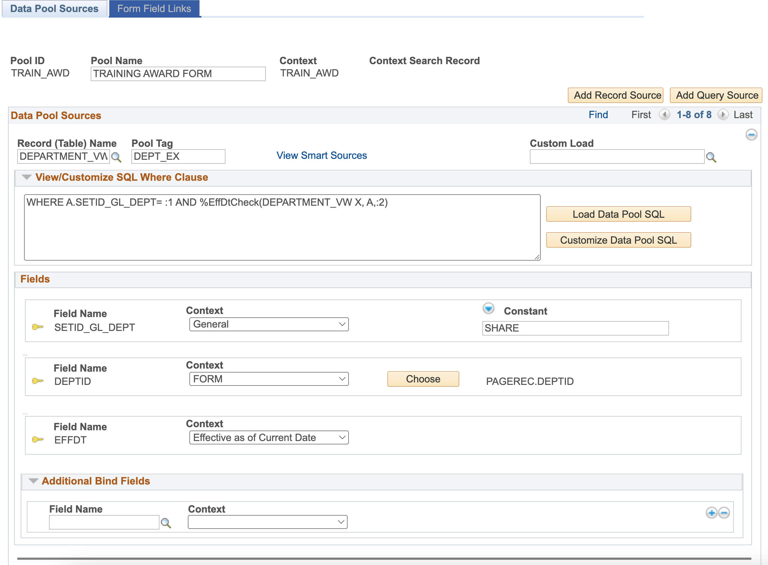 A screenshot of Data Pool setup