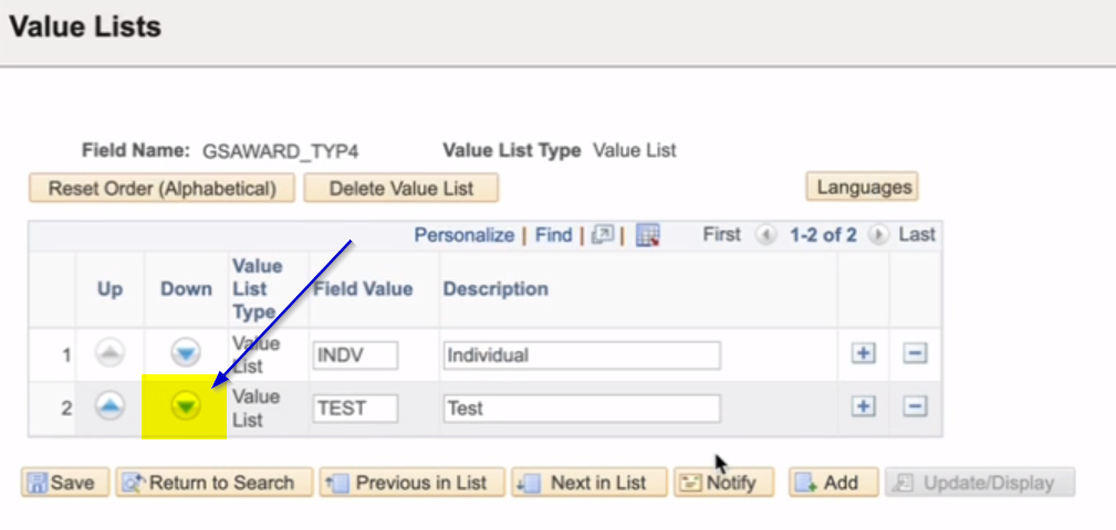 A screenshot of an issue that occurred with the Value Lists component before it was fixed