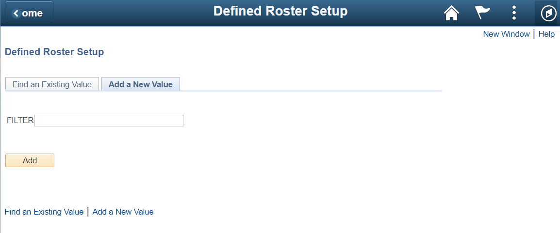 Screenshot of Add a New Value Defined Roster Setup