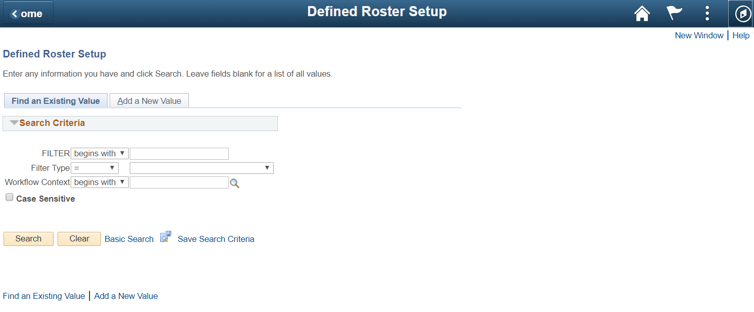 Screenshot of Defined Roster Setup