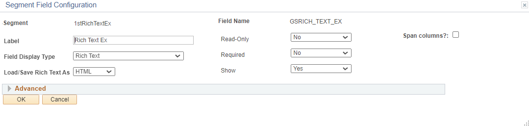 A screenshot of the Field Details menu in Form Setup showing the option selected that says &#39;Load/Save Rich Text as HTML&#39;