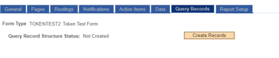 A screenshot of the Query Records tab of Form Setup showing the &#39;Create Records&#39; button