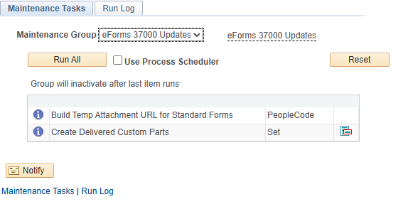 A screenshot of the System Maintenance process to be run