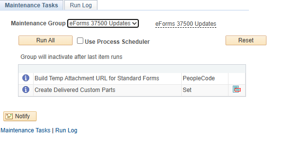 A screenshot of the System Maintenance process to be run