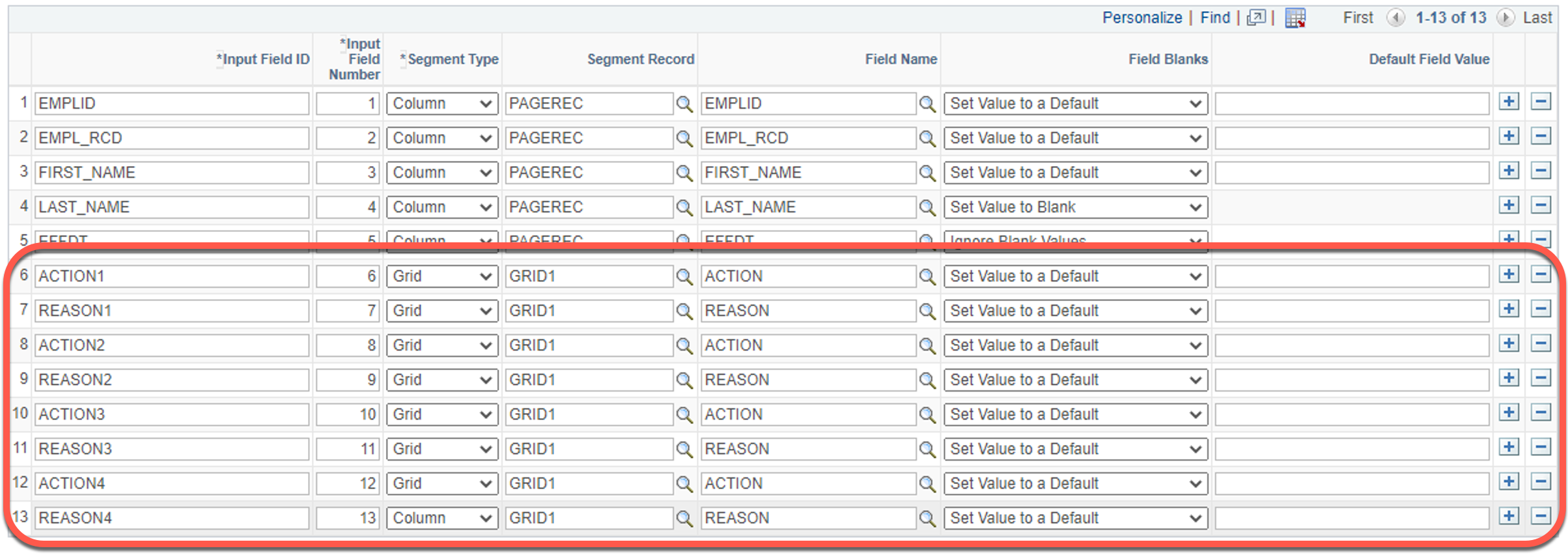 a screenshot showing a finished grid with all the additional rows