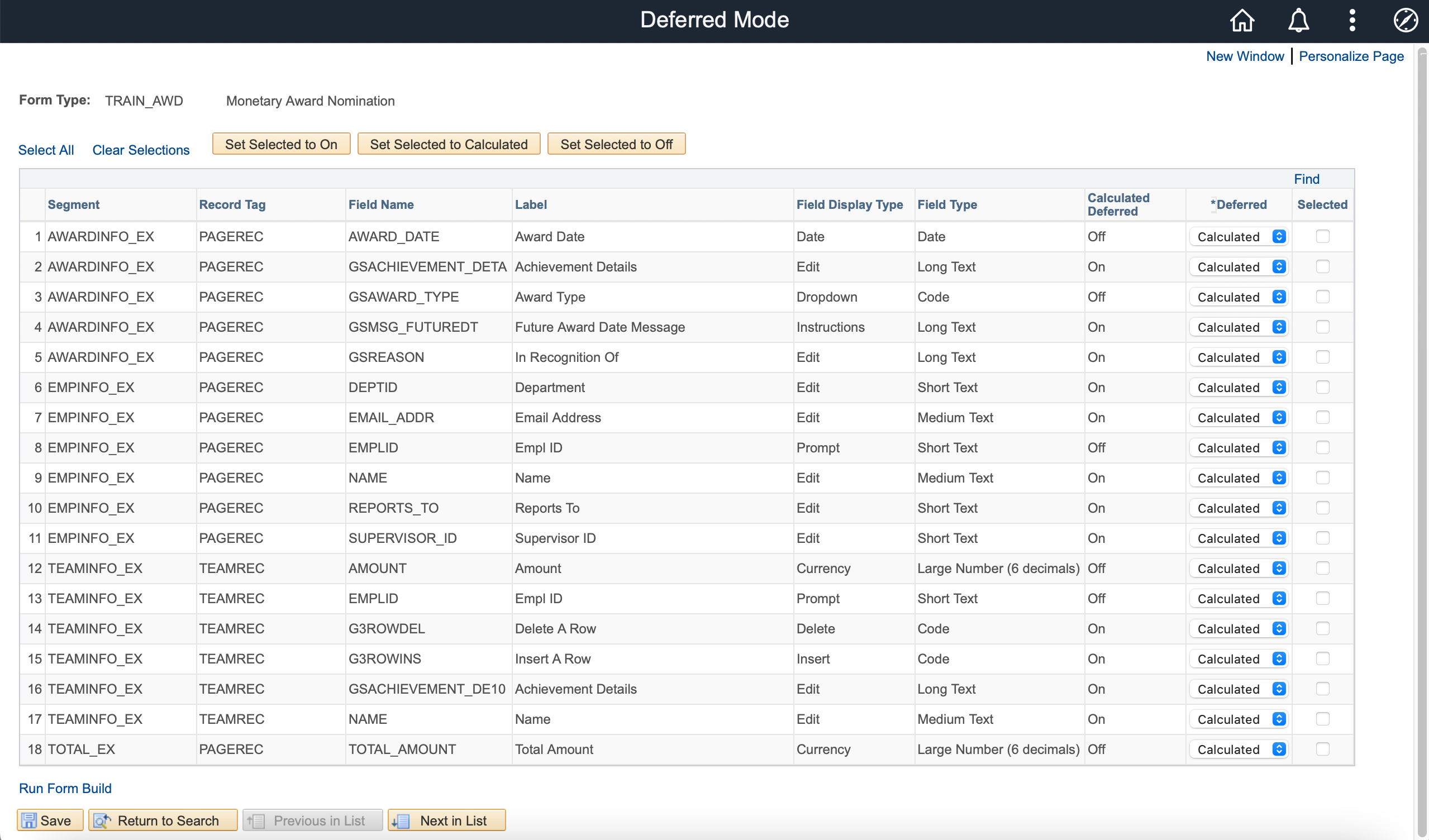 A screenshot of the deferred mode page