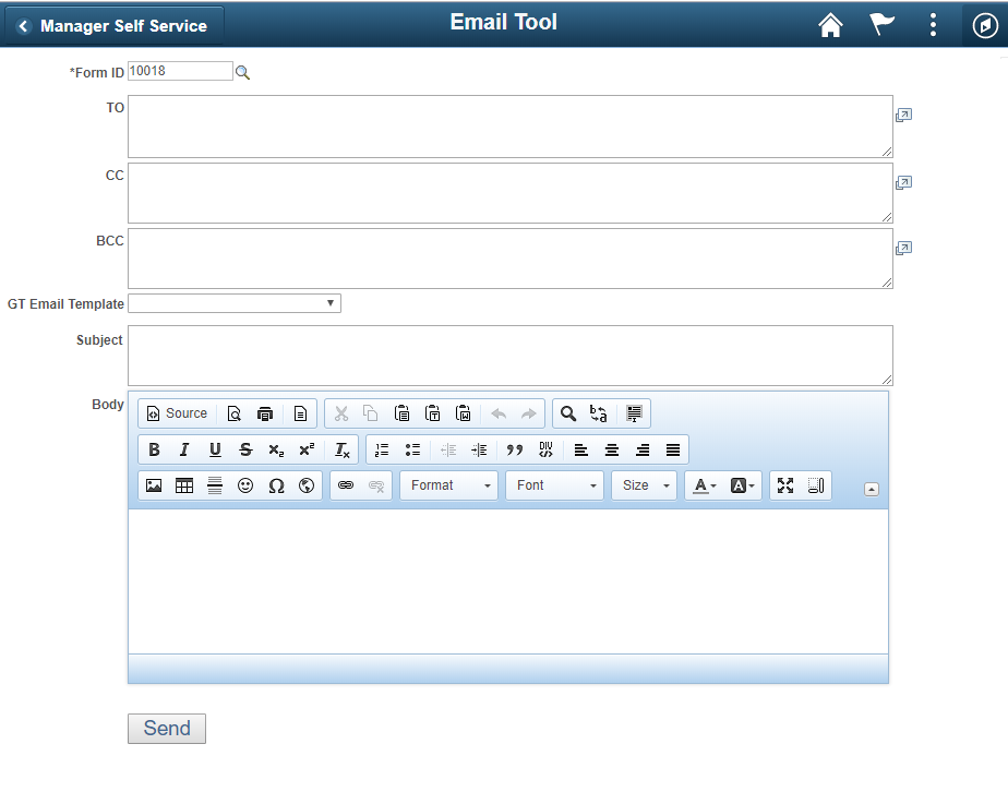 A screenshot of the Email Tool