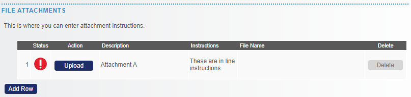 Screenshot  Attachment Grid – pre-loaded required attachment with empty row  