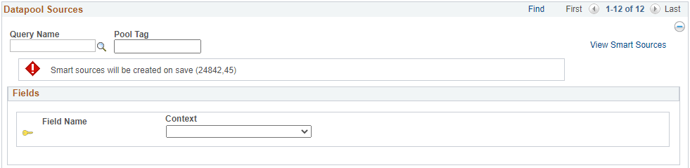 A screenshot of data pool setup