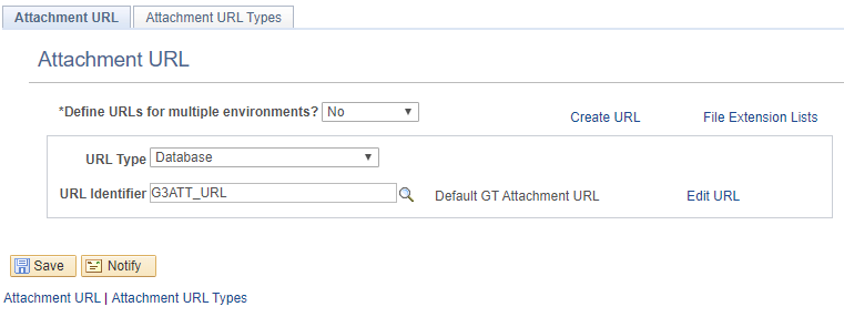 A screenshot of the Attachment URL window for single environment view