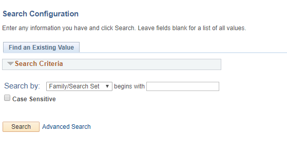 a screenshot of the search config search window