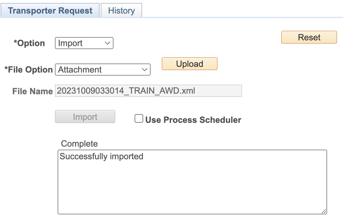 A screenshot transporter import using attachment option