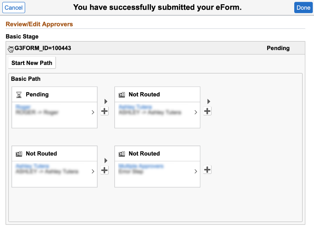 A screenshot of the workflow visualizer with the ability to insert ad hoc approvers