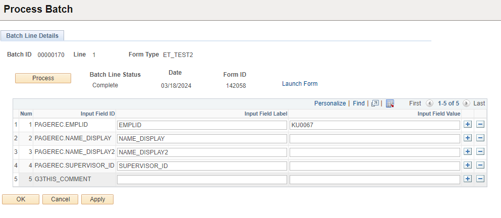 a screenshot showing details of a single processed form