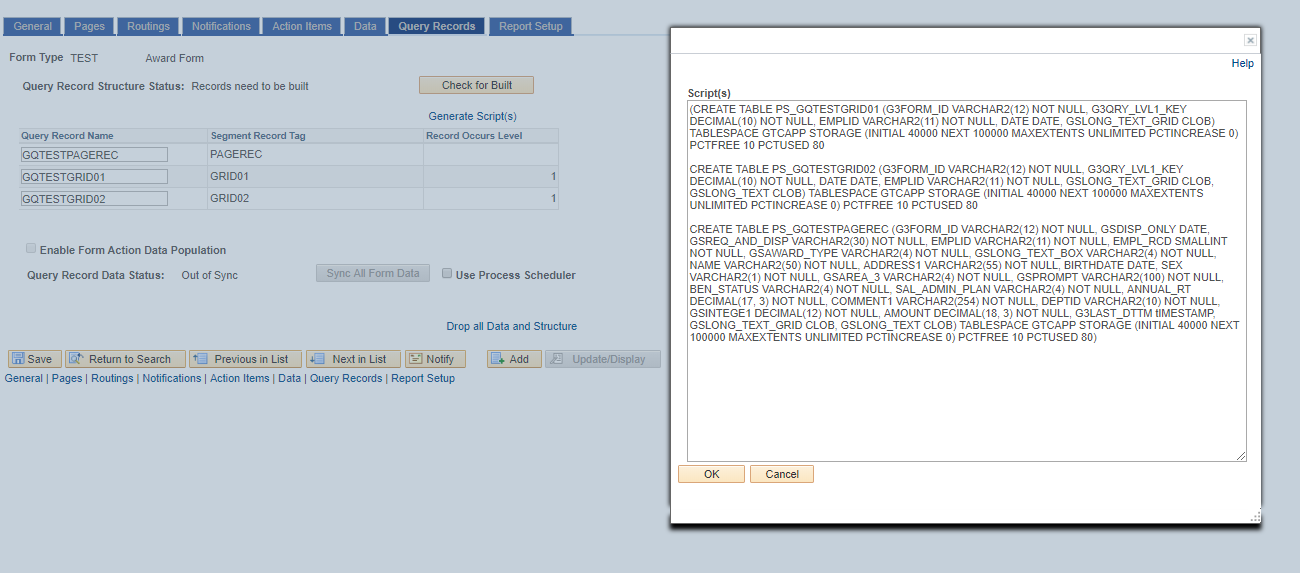 a screenshot of the Generate Script(s) Modal Window