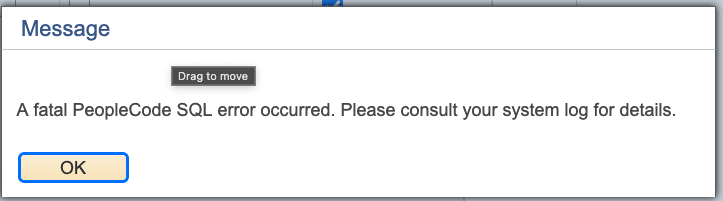 Fatal SQL Error