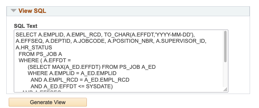 View SQL