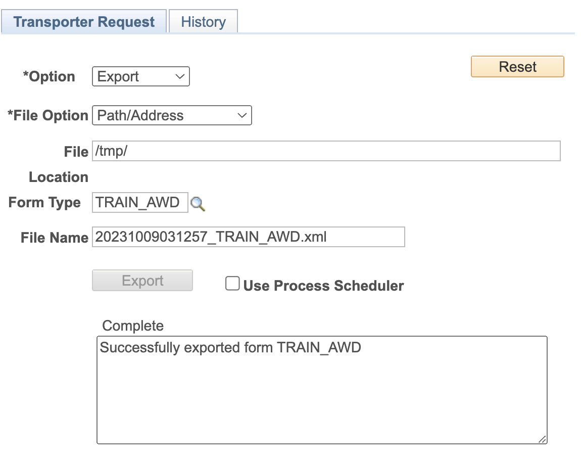 A screenshot transporter export using path option