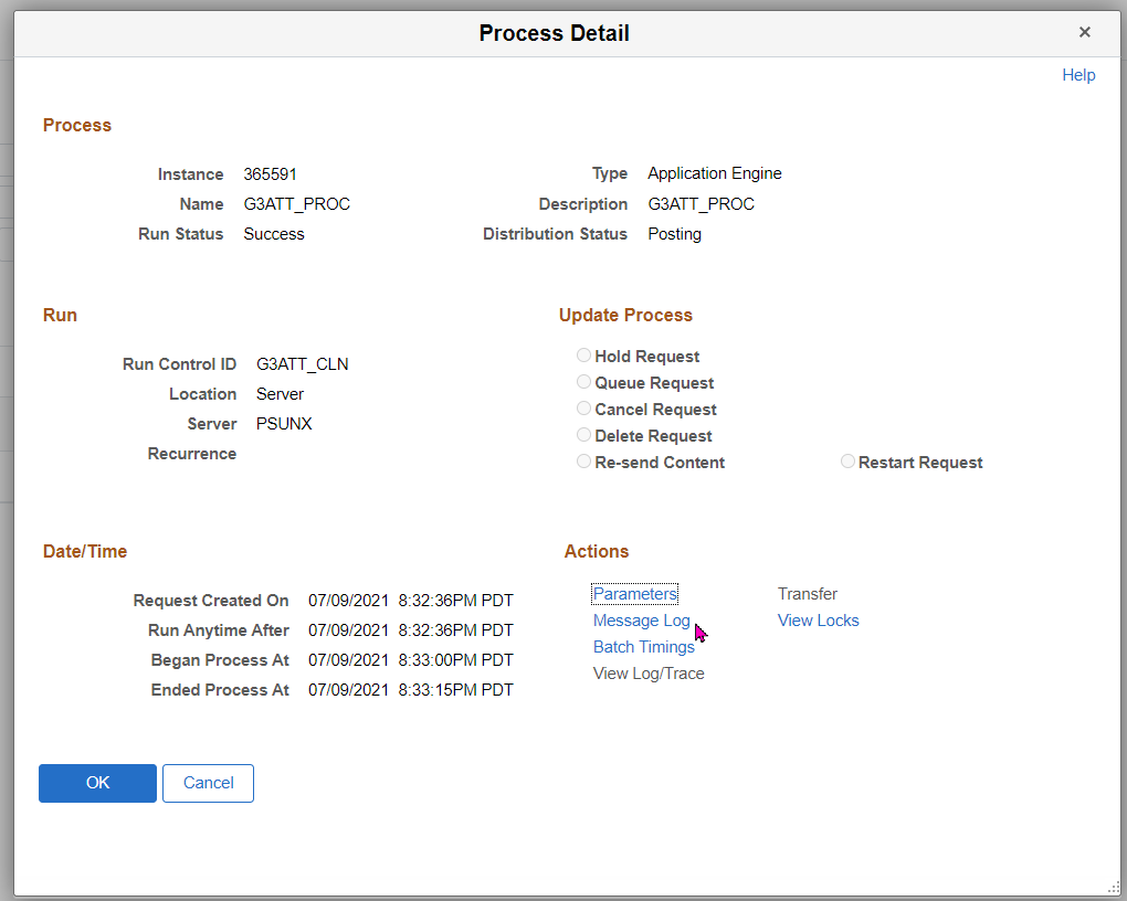 A screenshot of the &#39;Process Detail&#39; page in the Process Monitor displaying information about an Attachment Population Utility process