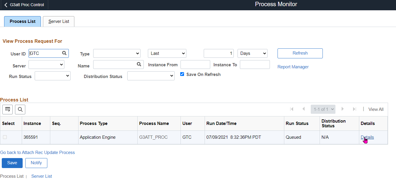 A screenshot of the Process Monitor menu displaying information about an Attachment Population Utility process