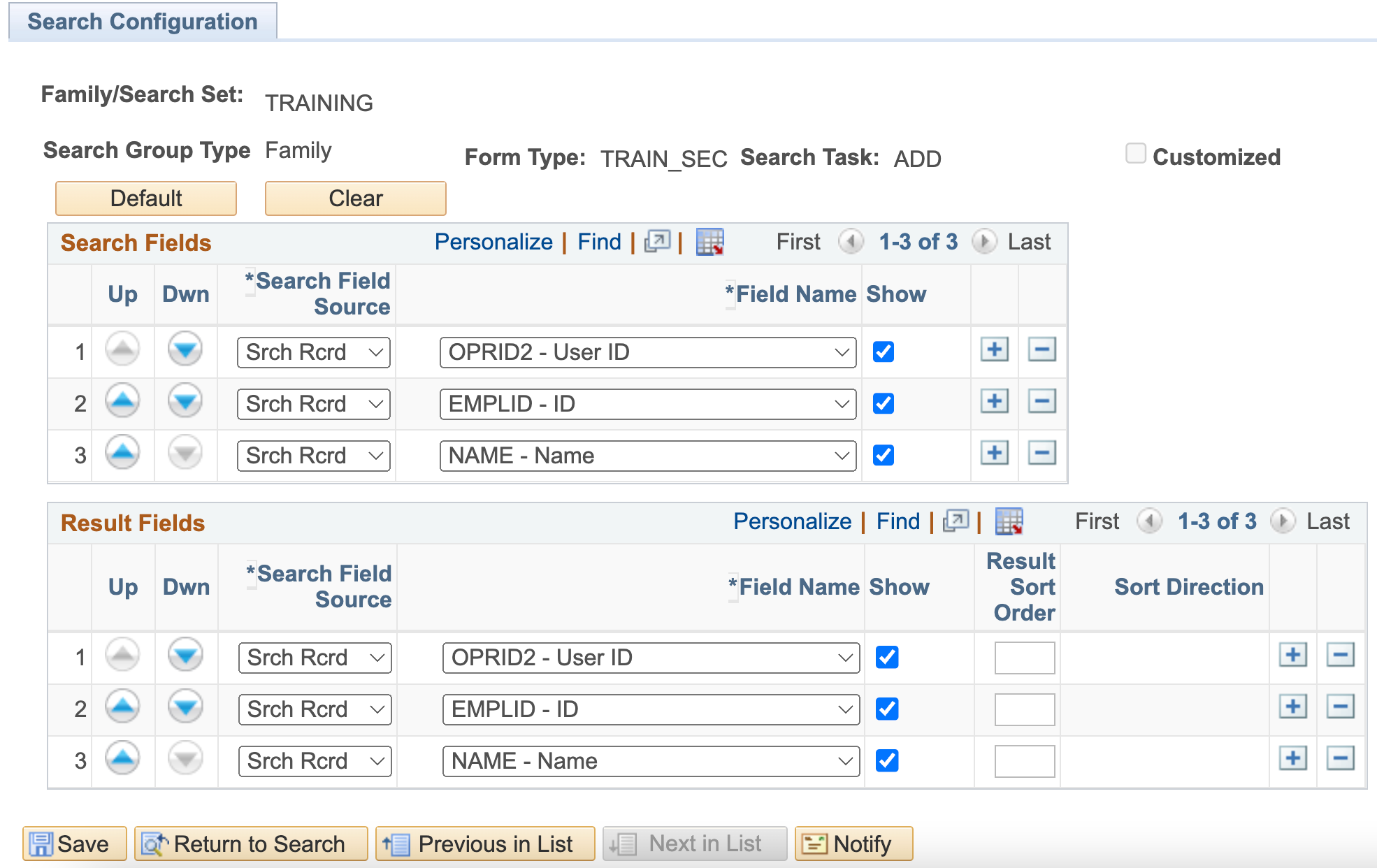 a screenshot showing the Add search config set up