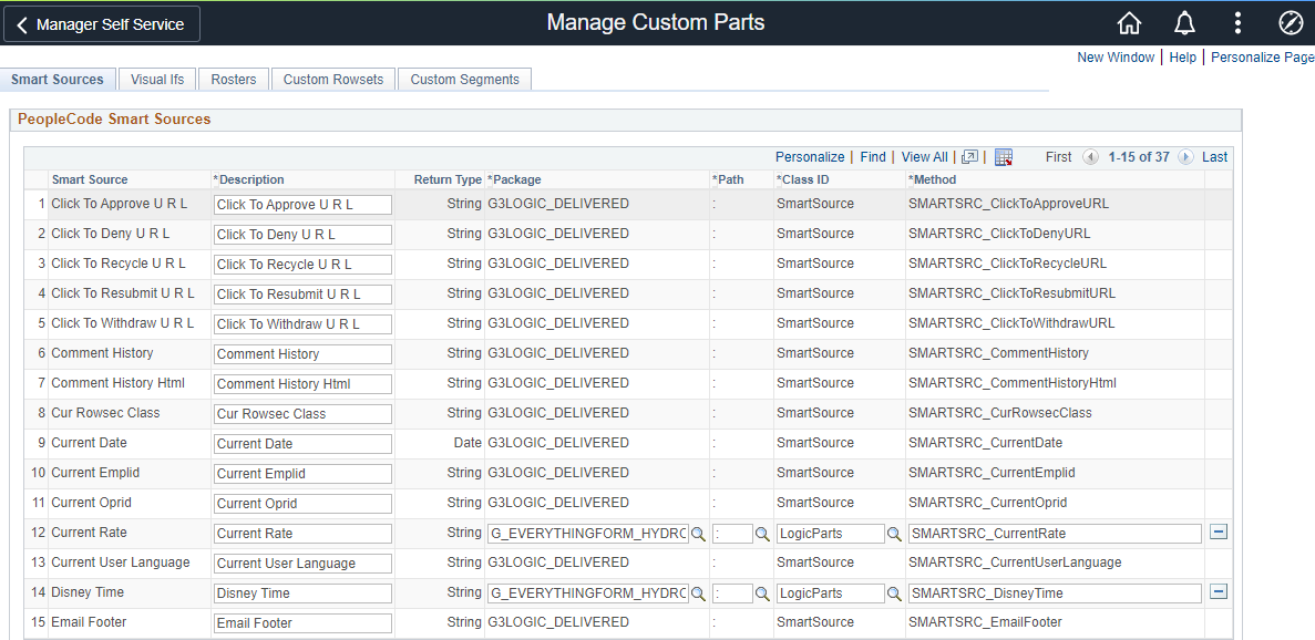 Screen shot of PeopleCode Smart Sources