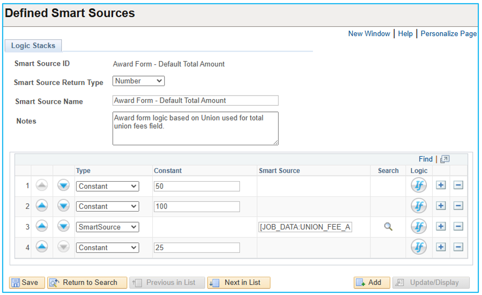 A screenshot of an example Defined SmartSource/LogicStack