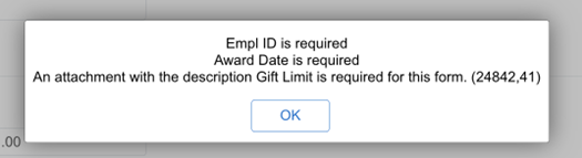 An example of a popup message that appears for a delivered validation.