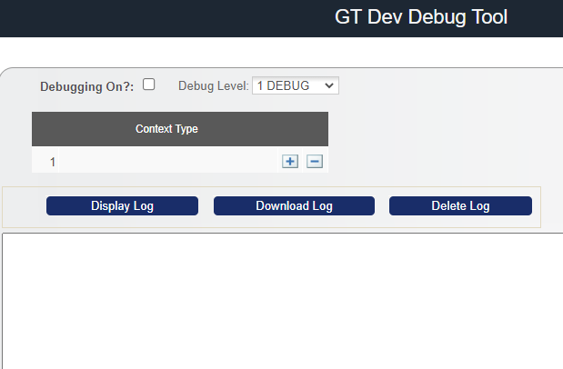 A screenshot of the GT Dev Debug Tool menu