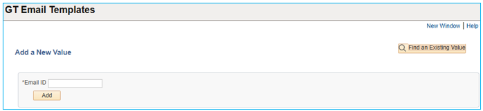 A screenshot of the Email Template add search page