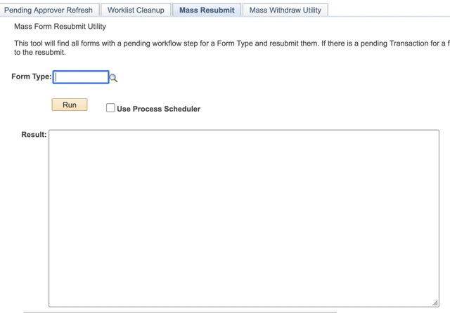 A screenshot of the mass resubmit tab before running it