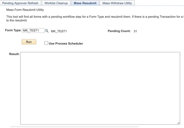 A screenshot of the mass resubmit tab after running it