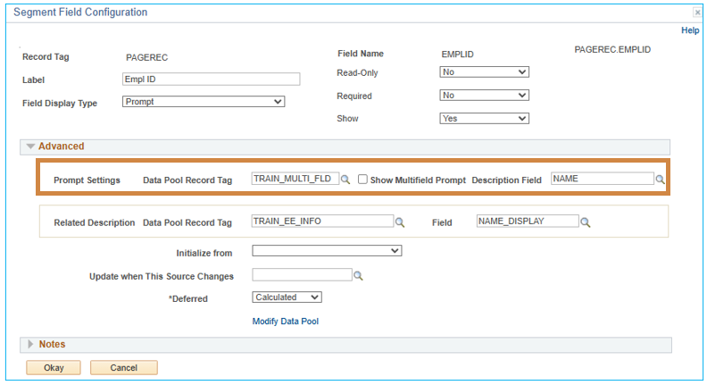 A screenshot of the settings in a Prompt field setup page