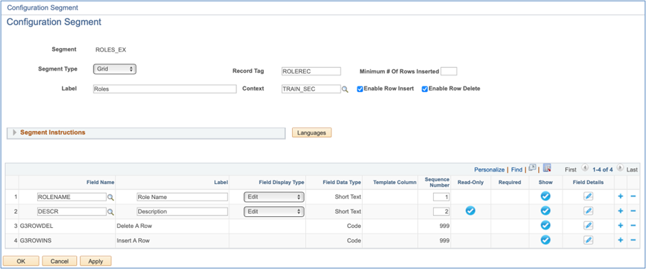 A screenshot of a Segment Configuration menu with two fields