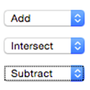 Screenshot of Add, Intersect and Subtract Buttons