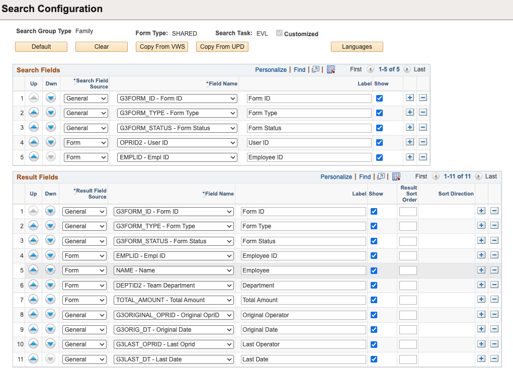 a screenshot show the evaluate task search config with label fields