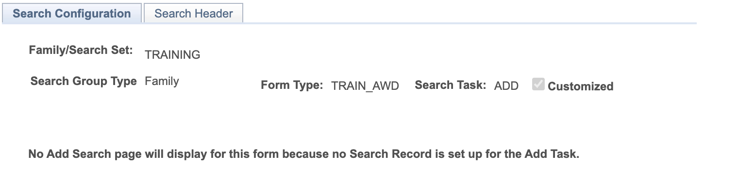a screenshot showing no Add search config set up