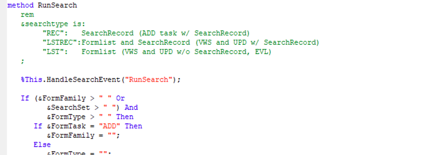 A screenshot of code after the change