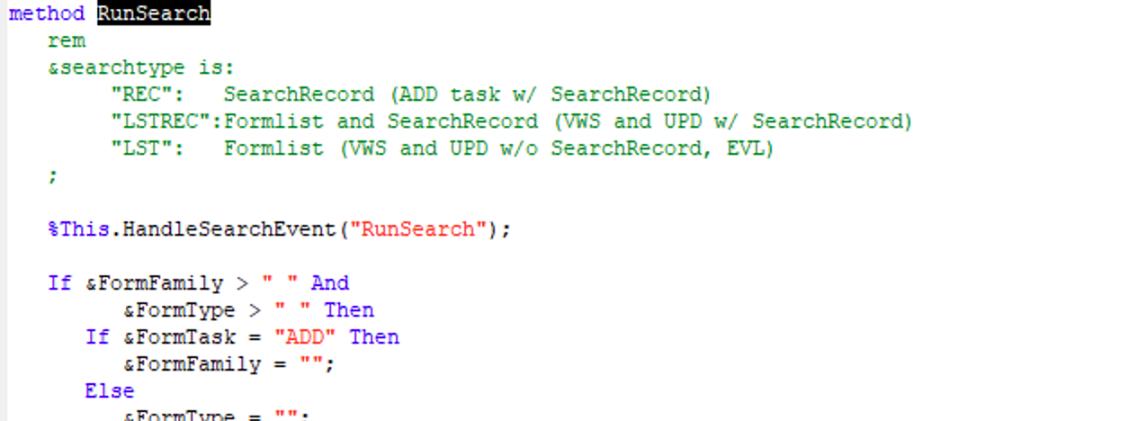 A screenshot of code to change